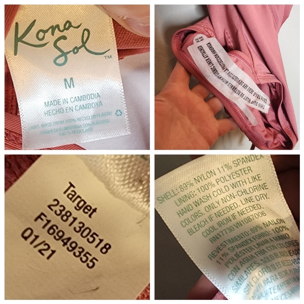 Kona Sol Pink one piece swimsuit. Like new. - Picture 3 of 13